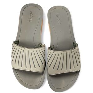 OluKai Halu’a Poi Womens Gray Slides Size 7 Medium/37
